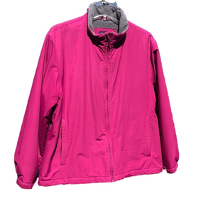 LANDS END Large Fleece Lined Body Pink Spring/Fall Jacket YKK Zippers USED